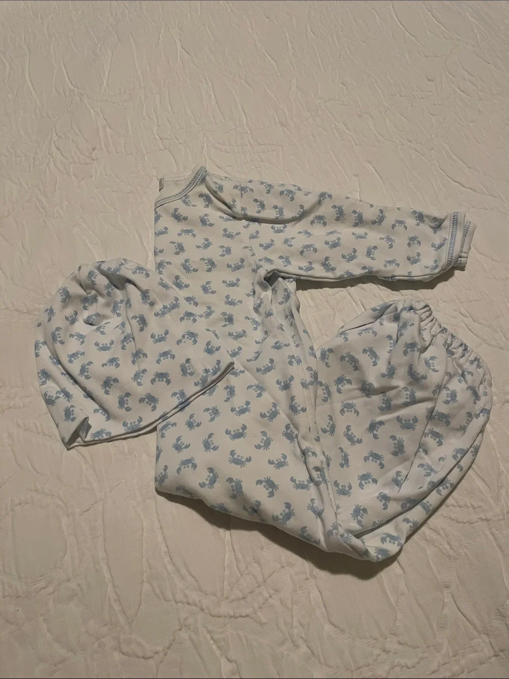 Kissy Kissy White Footie with Light Blue Crab Print